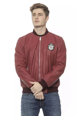 Elegant Burgundy Men's Leather Bomber - Luxury for You