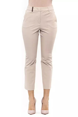 Elegant Beige Stretch Slim Trousers - Luxury for You