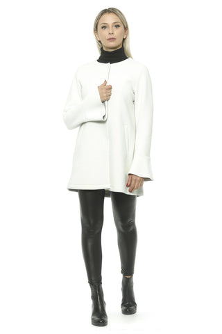 Elegant White Neoprene Woman Coat