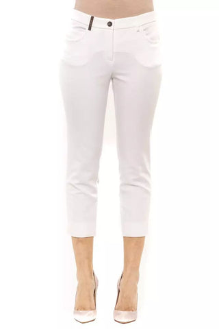 Chic High-waist Ankle Pants In White - Luxury for You