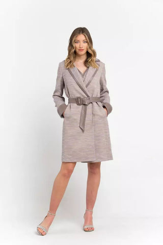 Chic Beige Cotton Kimono Coat With Contrasting Accents - Luxury for You