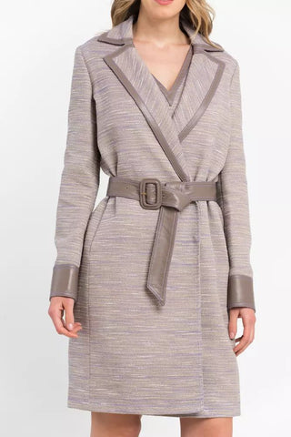 Chic Beige Cotton Kimono Coat With Contrasting Accents - Luxury for You