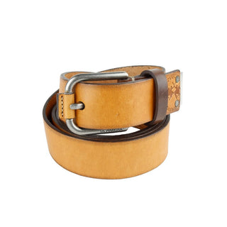 Chic Unisex Leather Belt In Vibrant Yellow