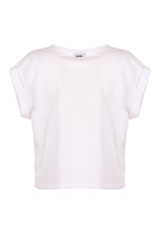 Chic White Cotton Tee With Brass Accents - Luxury for You