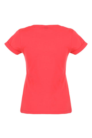 Chic Pink Cotton Logo Tee For Women - Luxury for You