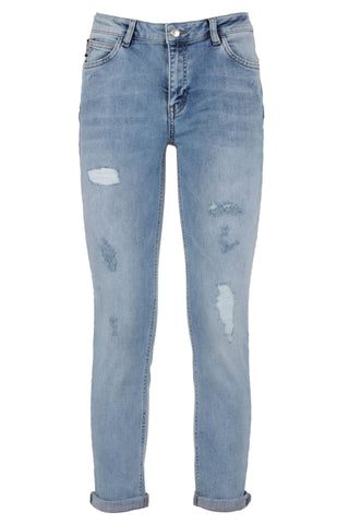 Chic Imperfect Blue Cotton Blend Denim - Luxury for You