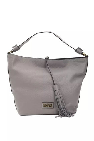 Chic Gray Leather Shoulder Bag - Adjustable Strap - Luxury for You