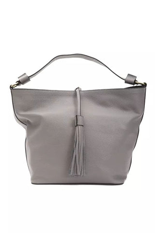 Chic Gray Leather Shoulder Bag - Adjustable Strap - Luxury for You