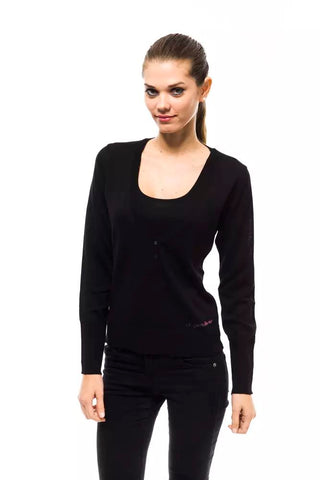 Chic V-neck Logo Sweater - Wool & Acrylic Blend - Luxury for You