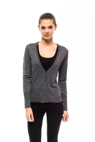 Elegant V-neck Sweater With Chic Logo Detail - Luxury for You