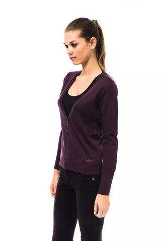 Elegant Purple V-neck Wool Blend Sweater - Luxury for You