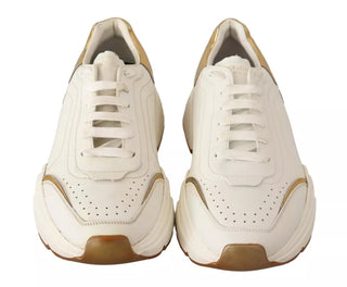 White Gold Leather Sport Daymaster Sneakers Shoes