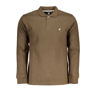 Elegant Long-sleeved Brown Polo For Men