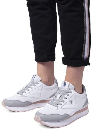 White Polyester Women Sneaker