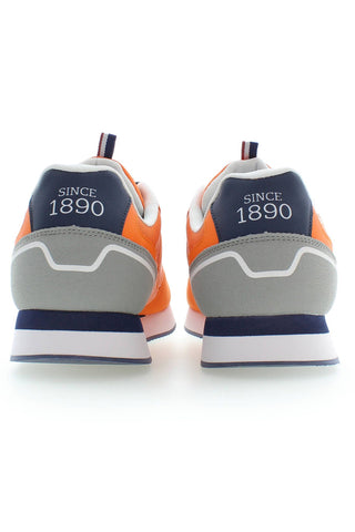 Orange Lace-up Sports Sneakers With Logo Detail