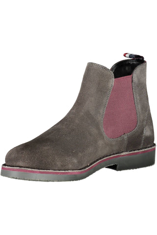 Gray Leather Men Boot