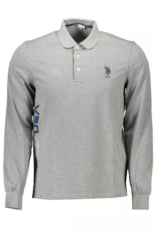 Gray Cotton Men Polo Shirt