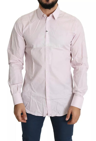 Light Pink Cotton Men Formal Gold Dress Shirt