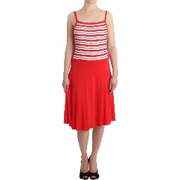 Red striped jersey A-line dress