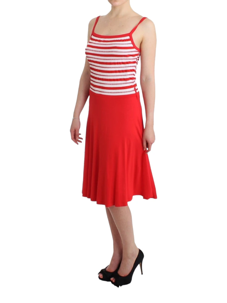 Red striped jersey A-line dress alternative