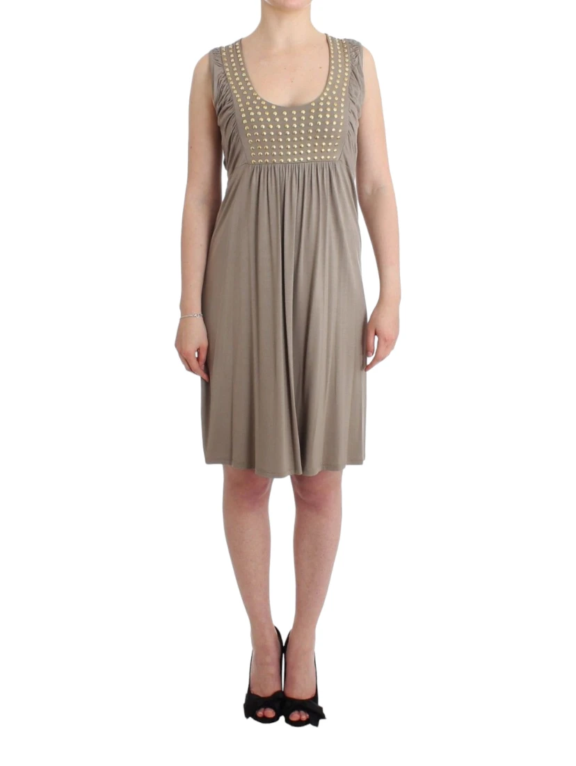 Khaki studded sheath dress