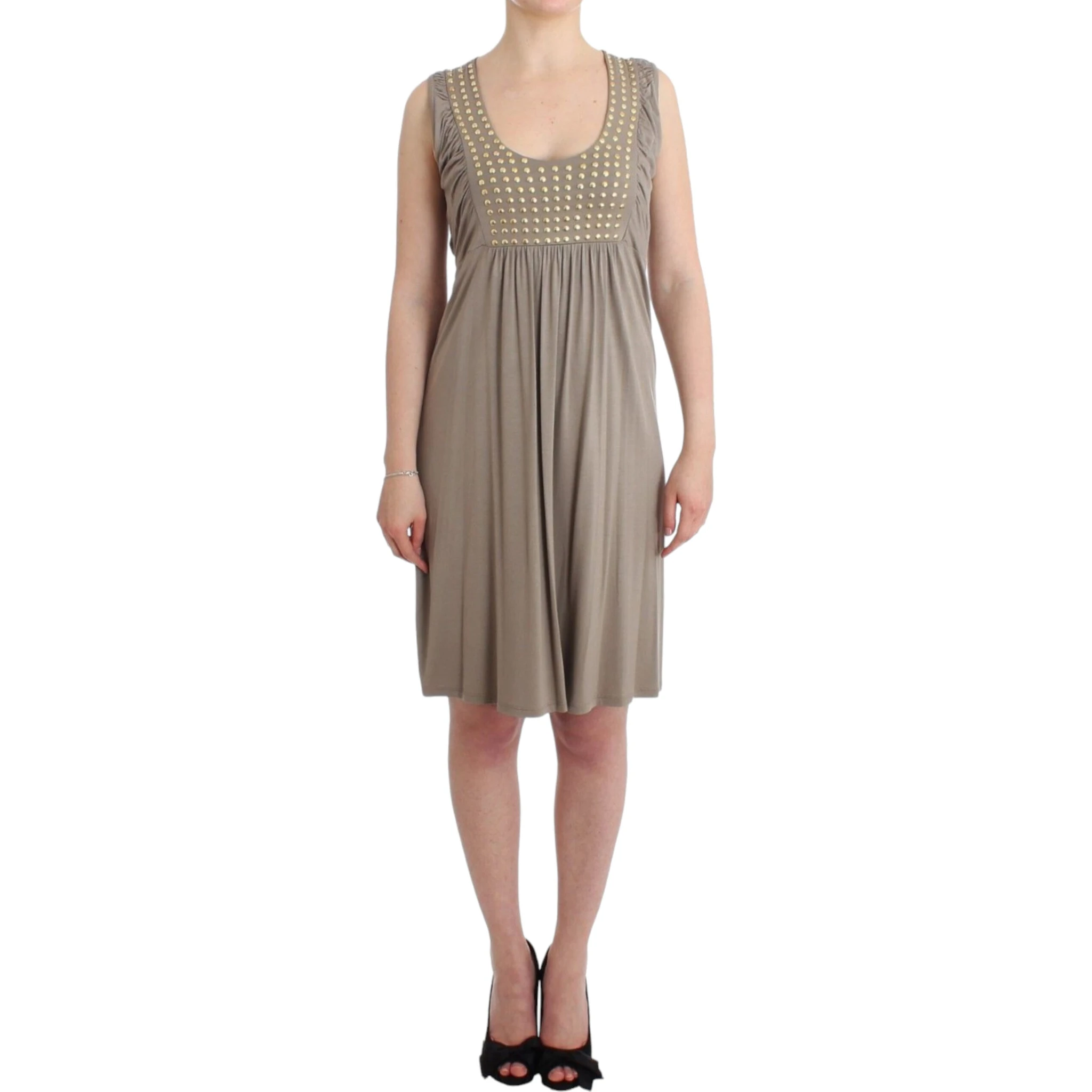 Khaki studded sheath dress