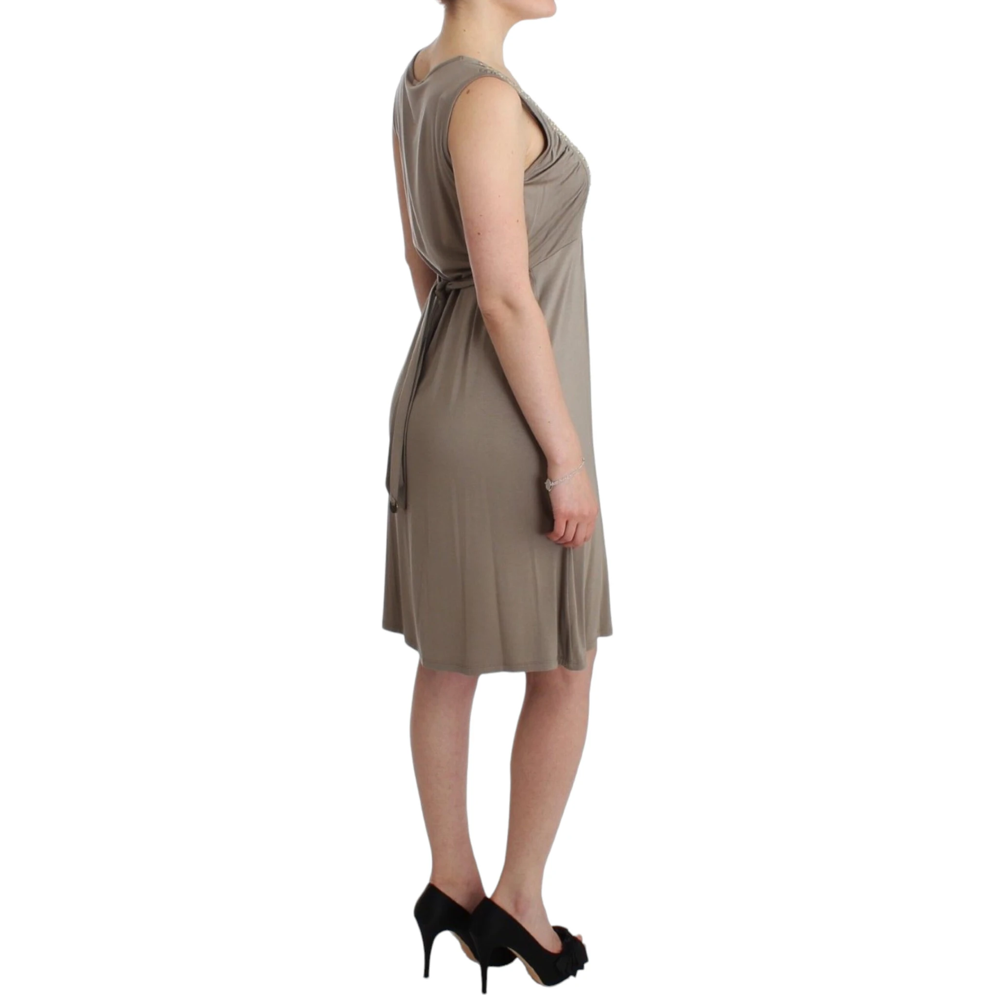 Khaki studded sheath dress