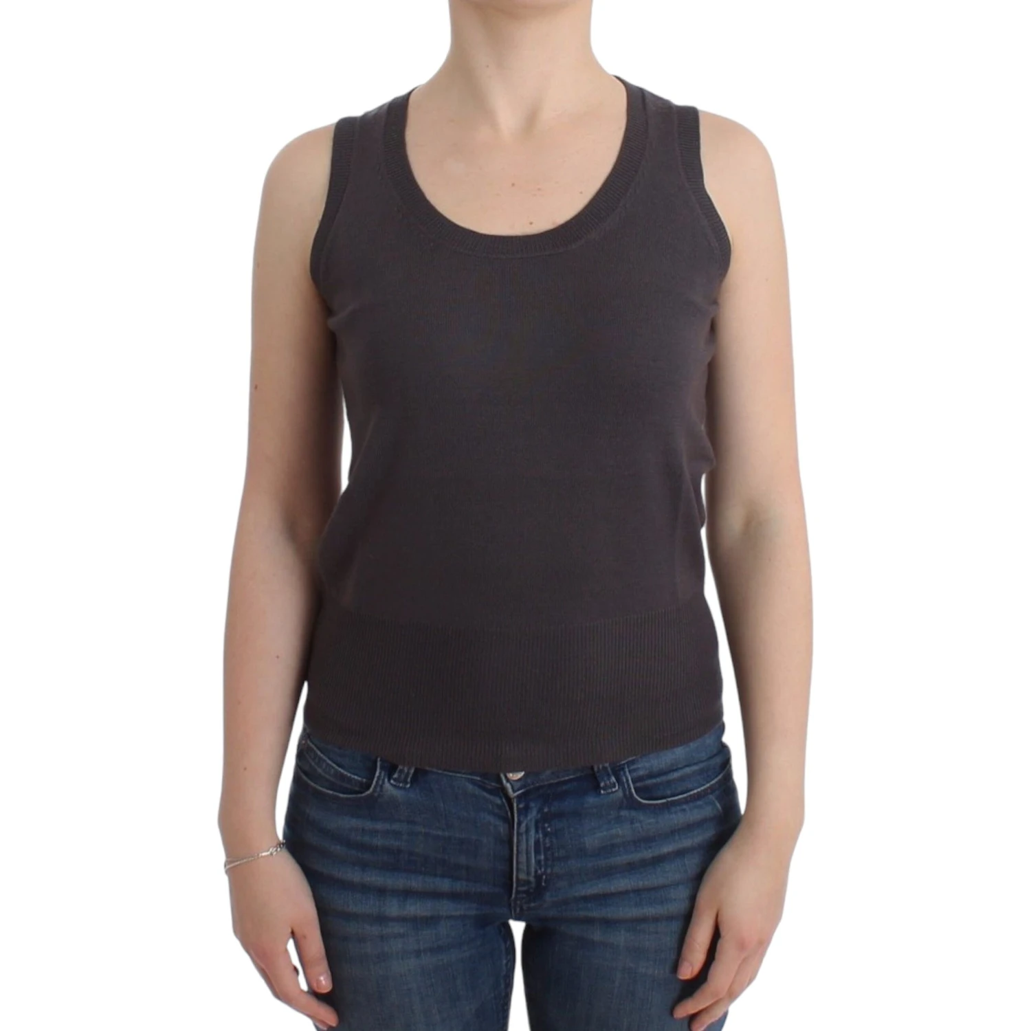 Brown knit tank top