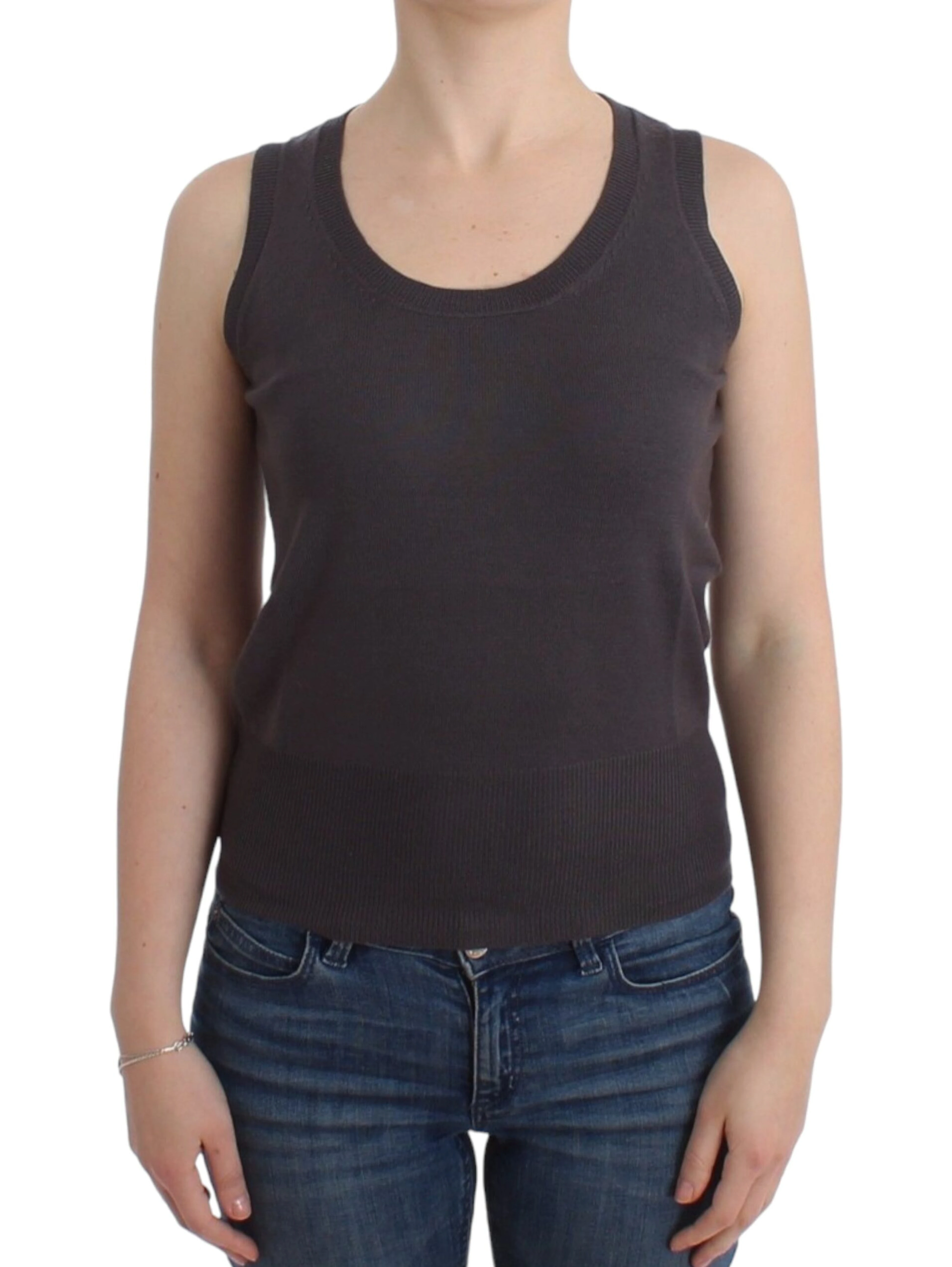 Brown knit tank top