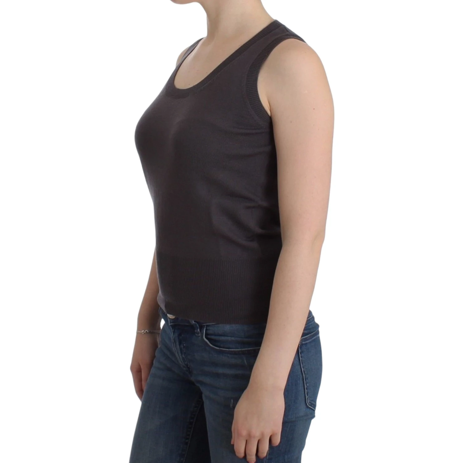 Brown knit tank top
