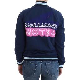 Blue zip cotton cardigan