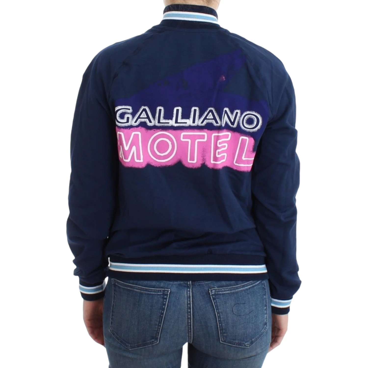 Blue zip cotton cardigan