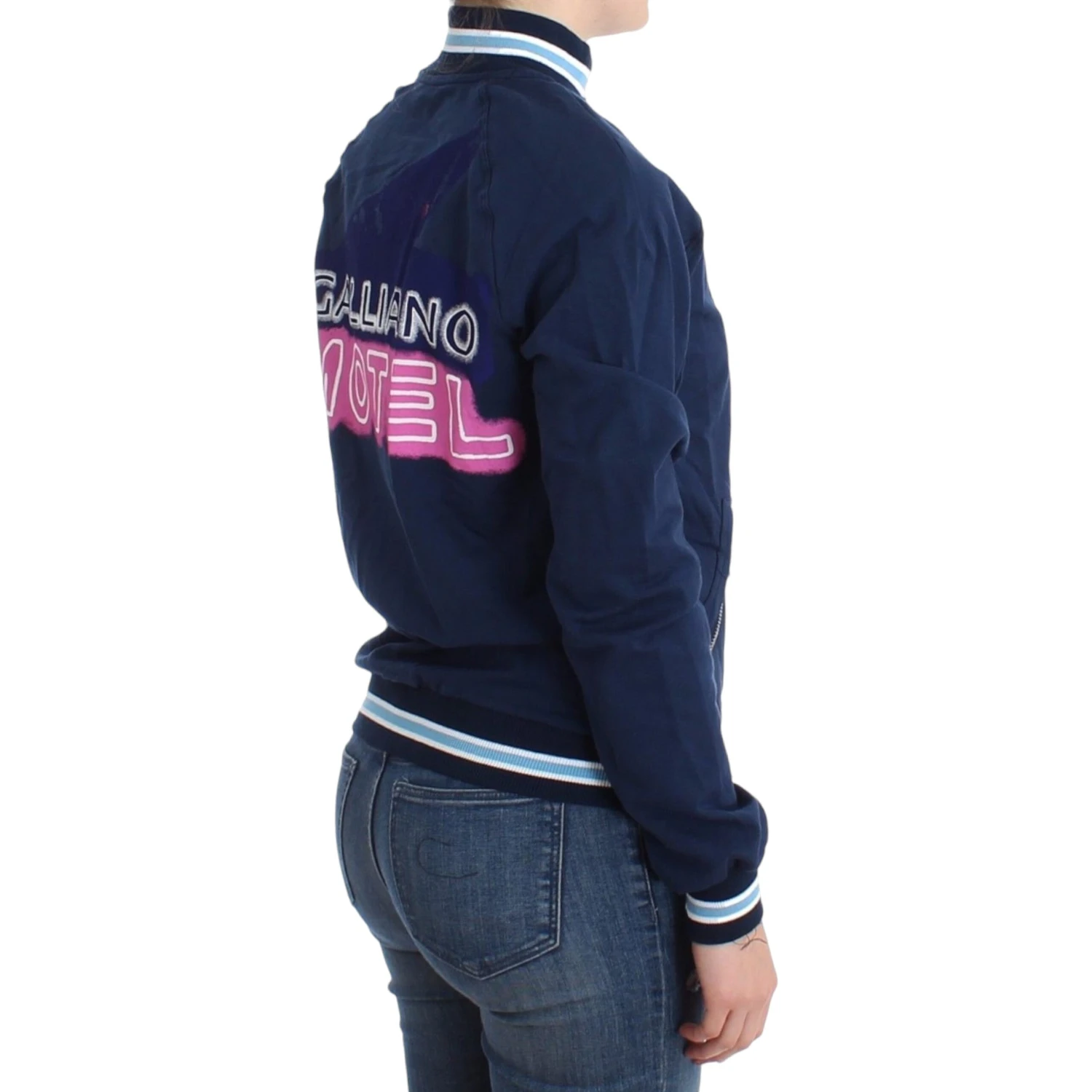 Blue zip cotton cardigan