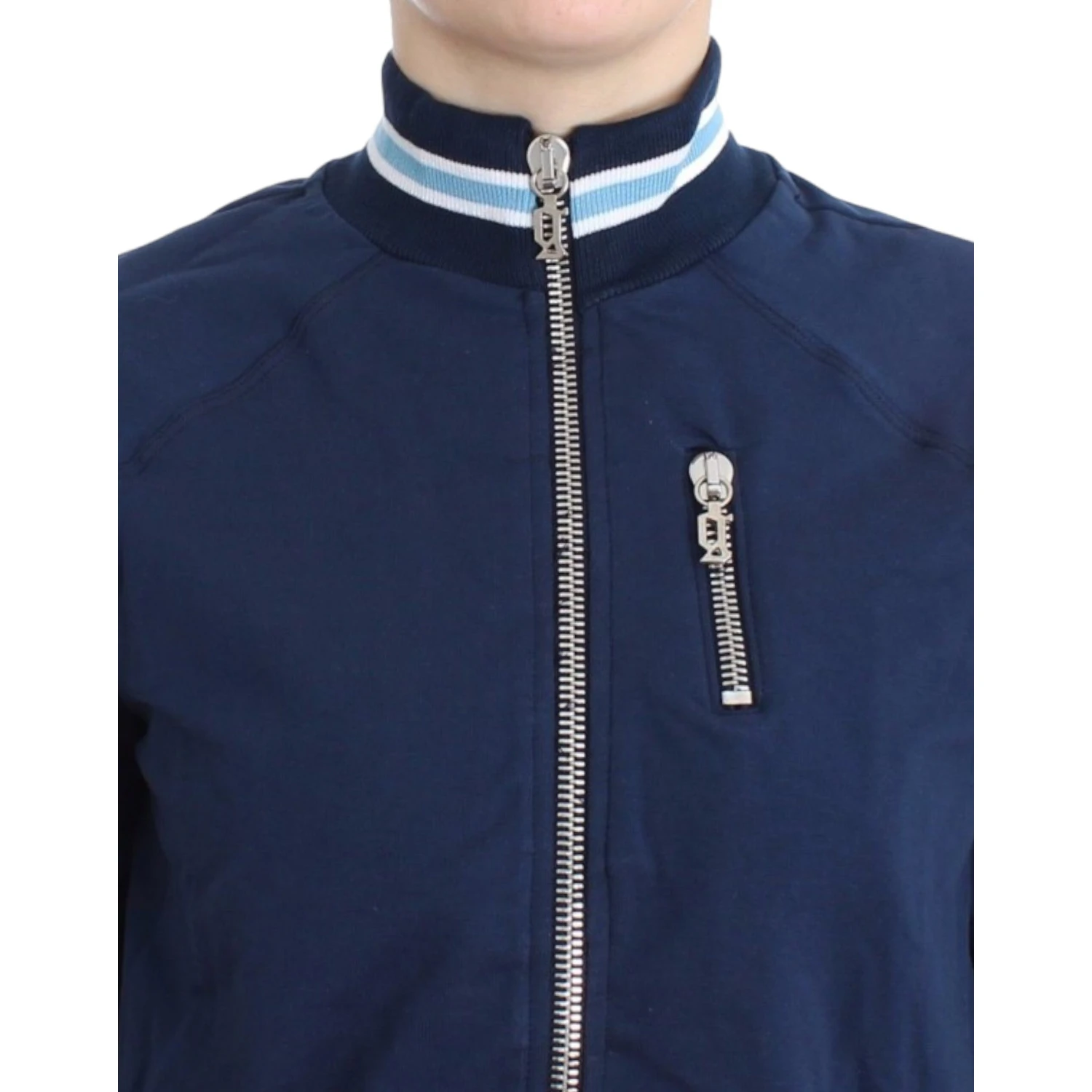 Blue zip cotton cardigan