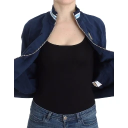 Blue zip cotton cardigan