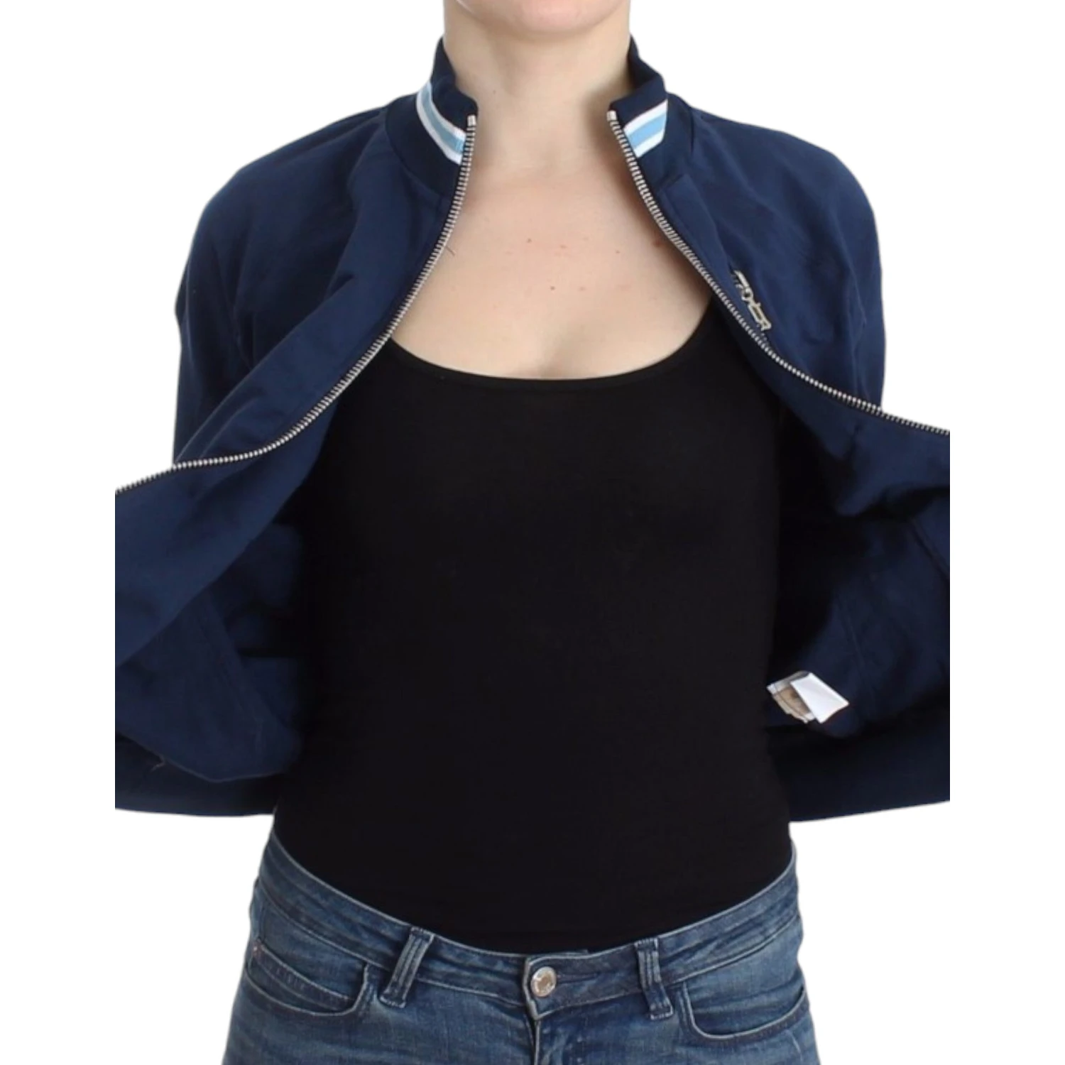 Blue zip cotton cardigan