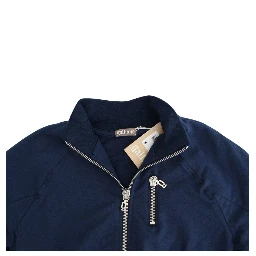 Blue zip cotton cardigan