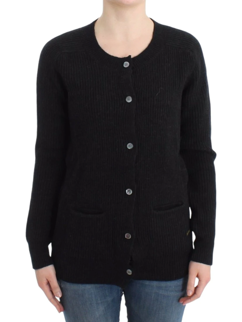 Black wool cardigan