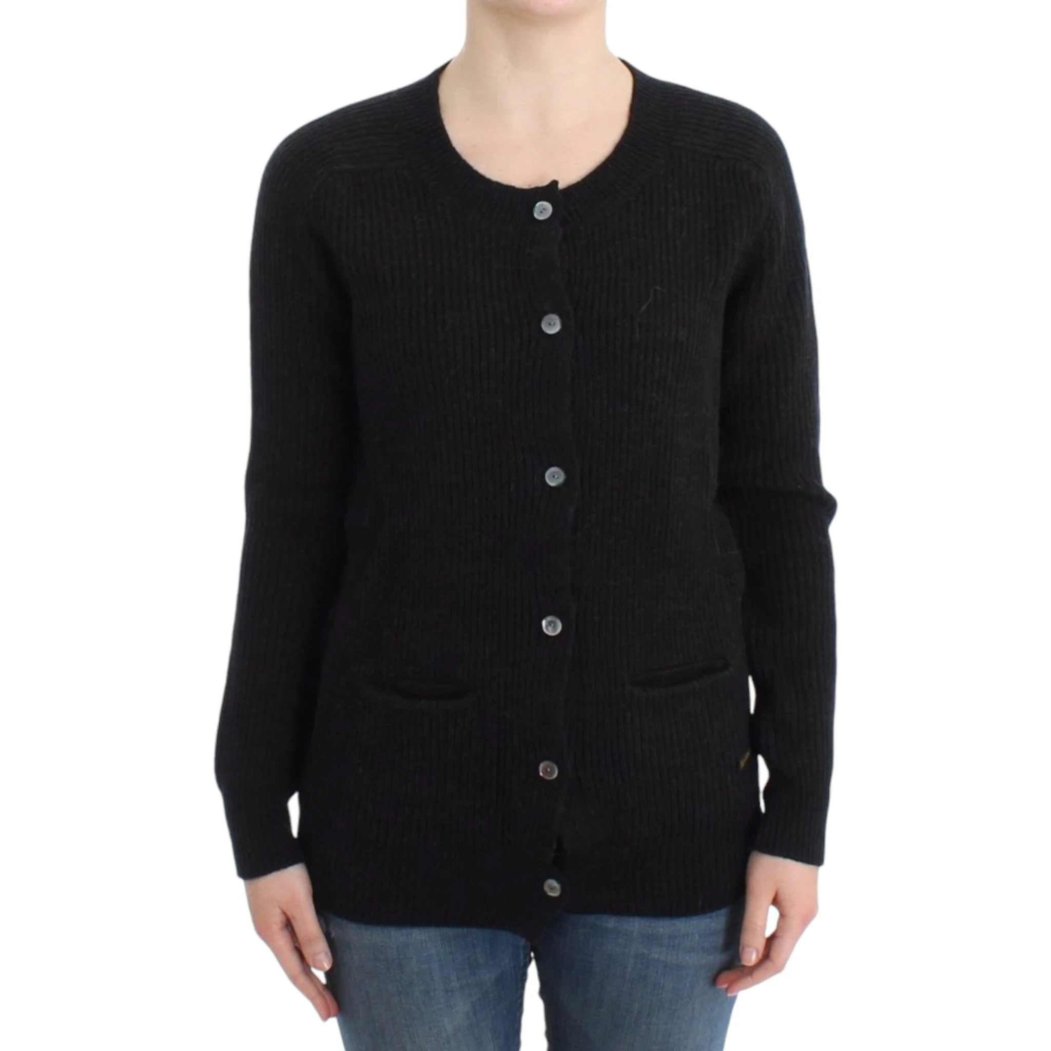Black wool cardigan