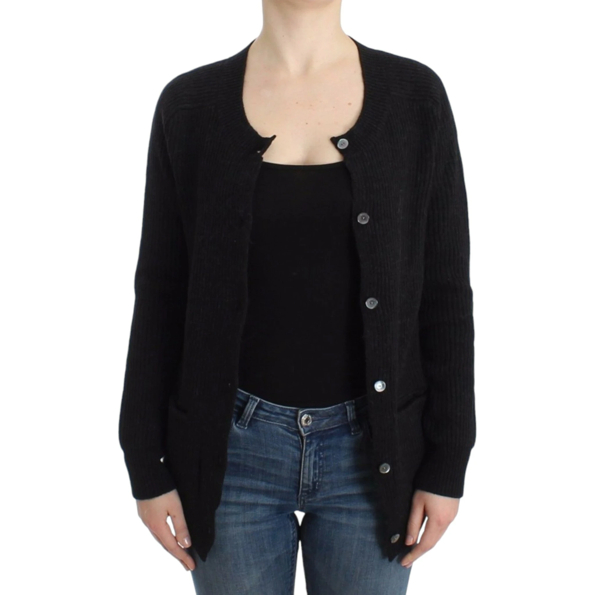 Black wool cardigan