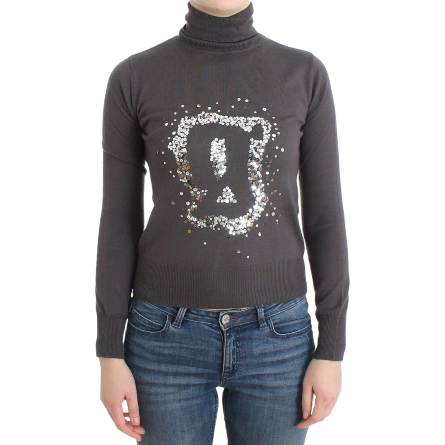 Brown turtleneck cotton sweater