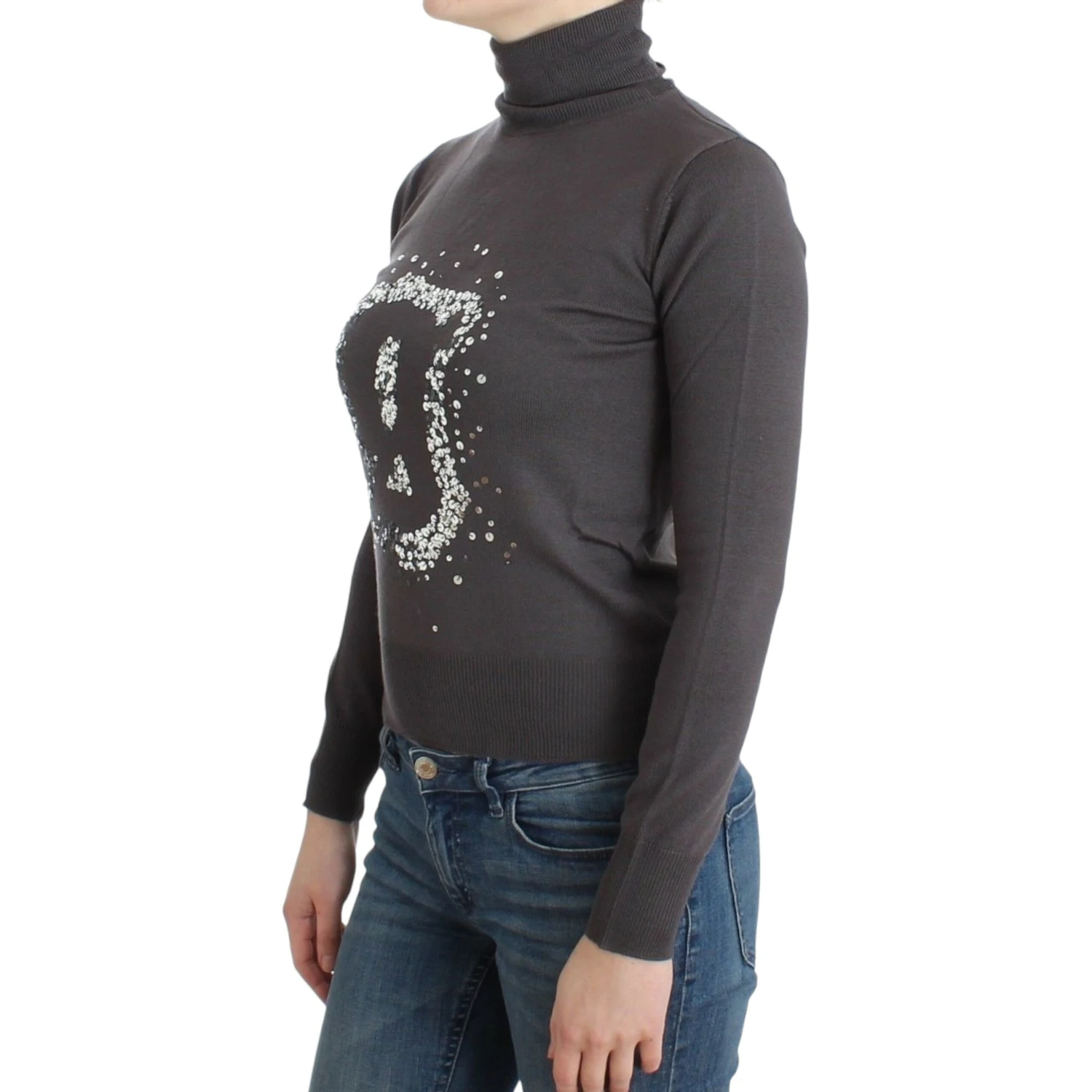 Brown turtleneck cotton sweater