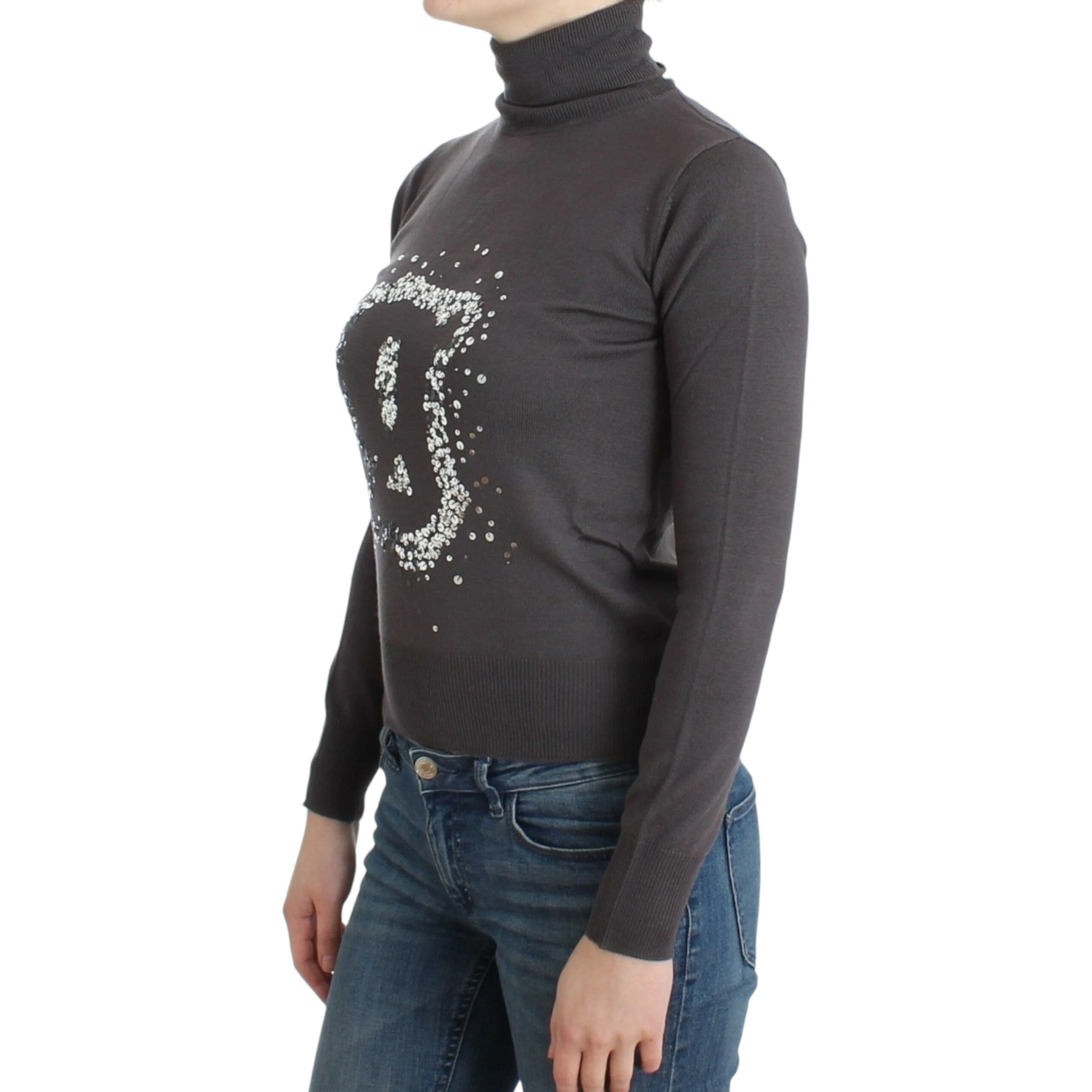 Brown turtleneck cotton sweater