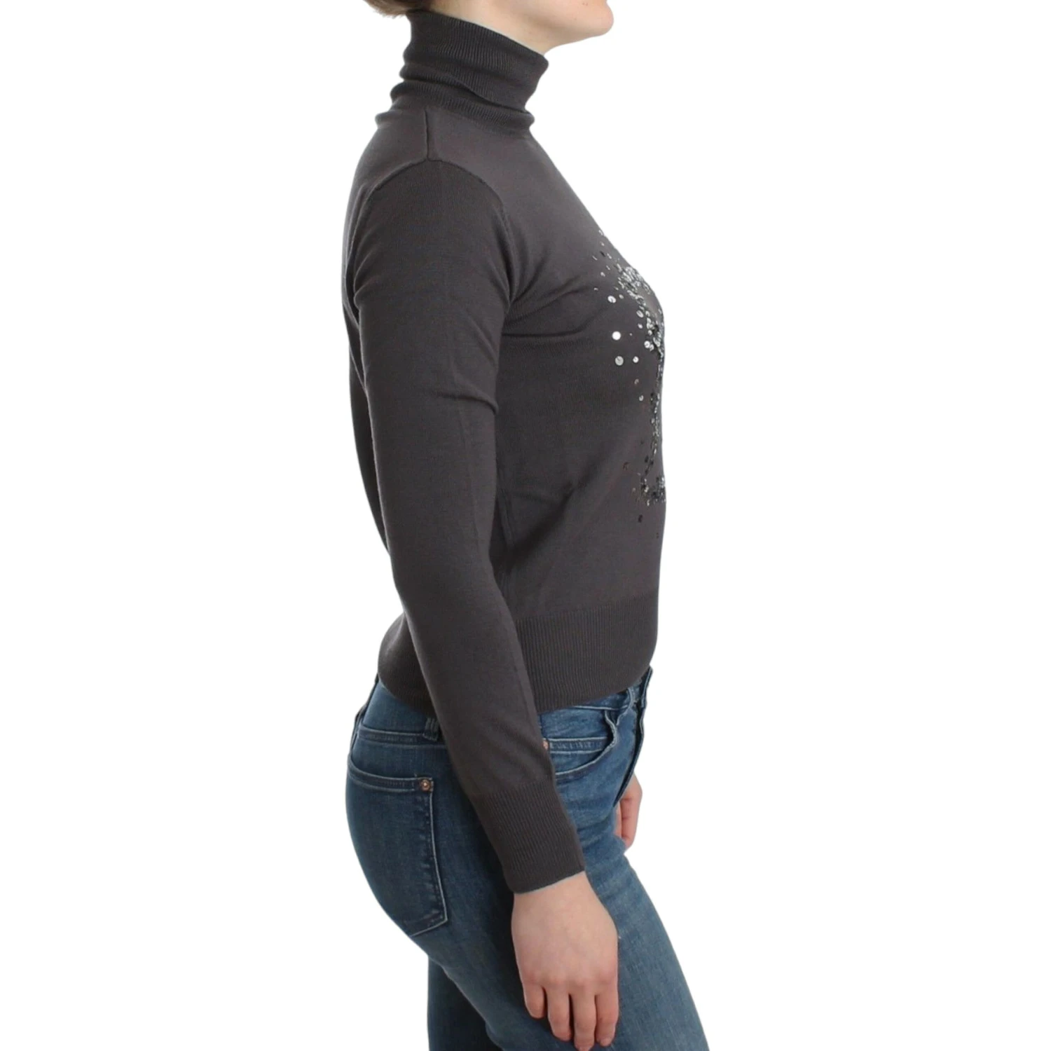 Brown turtleneck cotton sweater