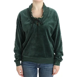 Green velvet cotton sweater