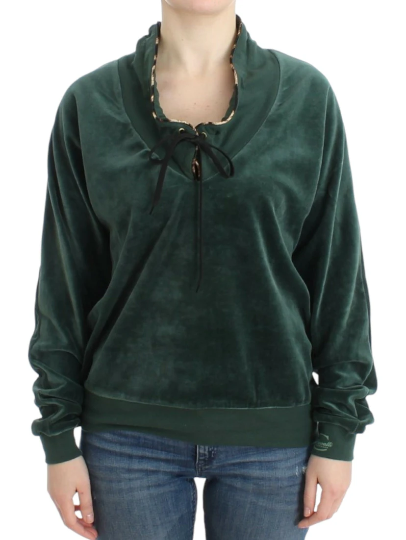 Green velvet cotton sweater