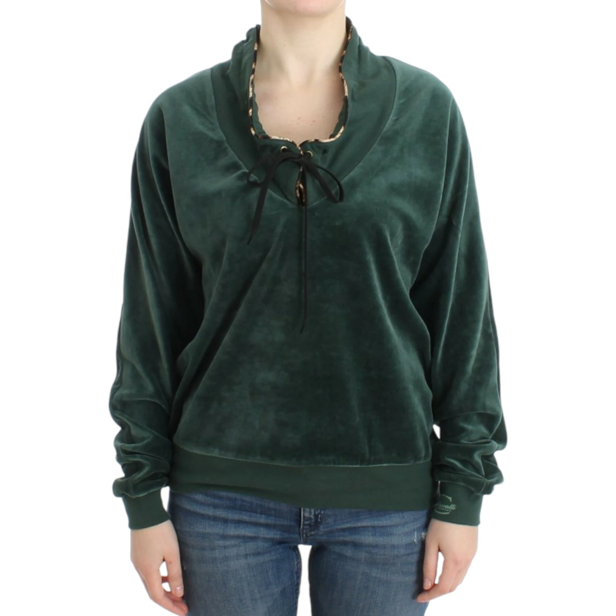Green velvet cotton sweater
