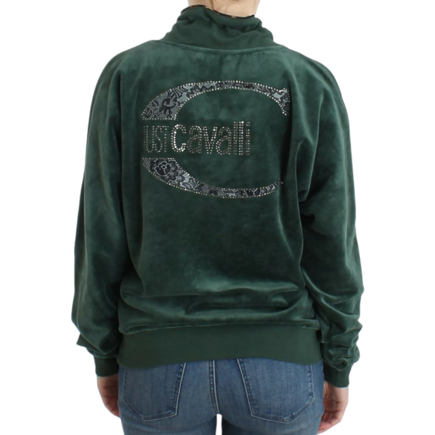 Green velvet cotton sweater