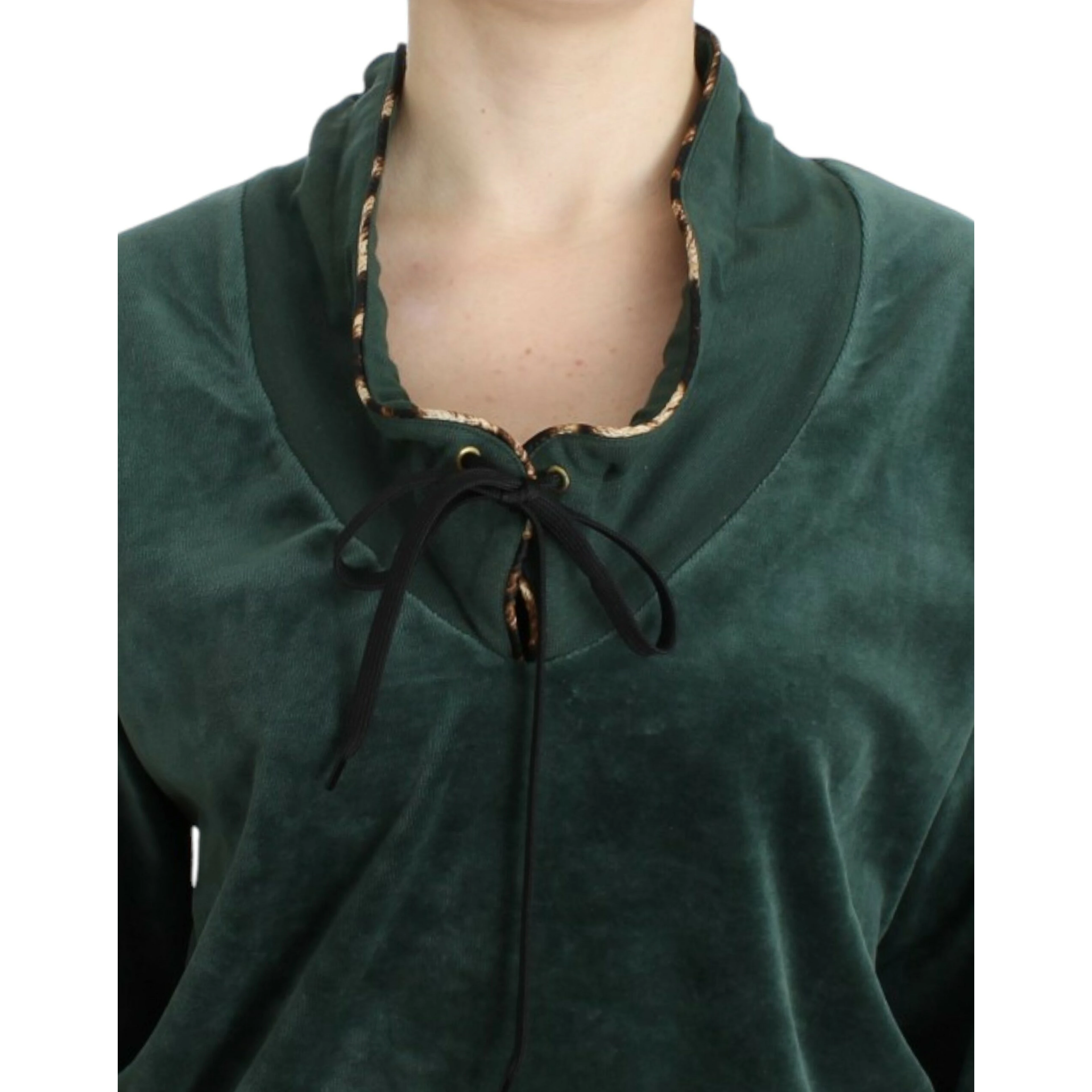 Green velvet cotton sweater