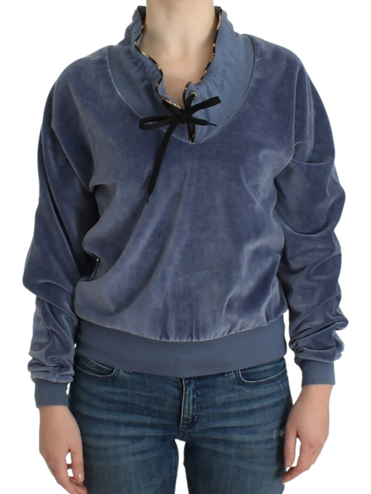 Blue velvet cotton sweater